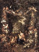 Jan Brueghel The Elder Heilige Familie in einem Blumen Spain oil painting artist